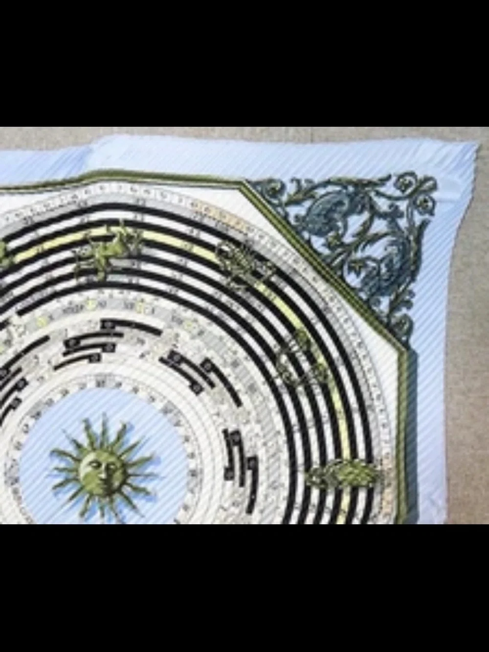 Hermes Pleated Silk Scarf in Sky Blue and Olive